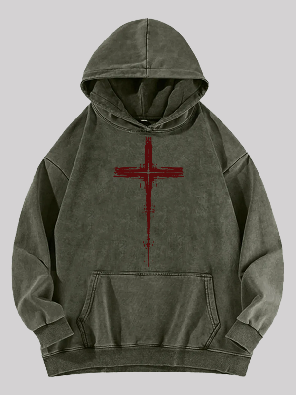 Light of Cross Jesus God Christian Washed Hoodie