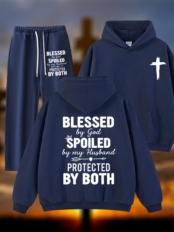 God Bless Jesus God Christian Plush Fleece-Lined Hoodie Set