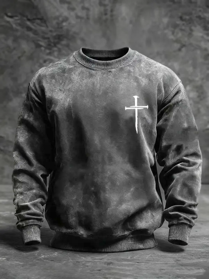 Faith Cross Jesus God Christian Washed Sweatshirt