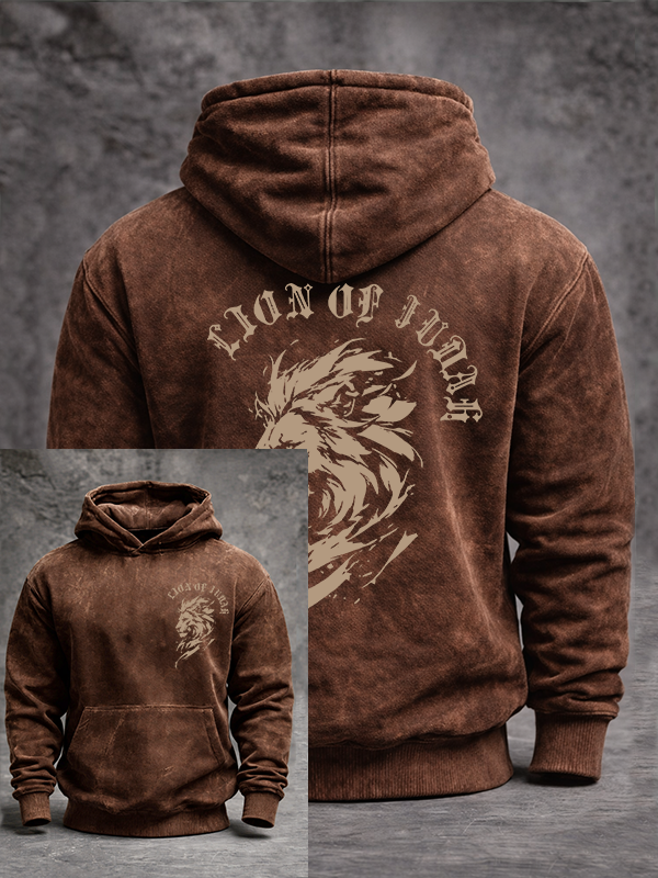 Lion Of Judah Jesus God Christian Washed Hoodie
