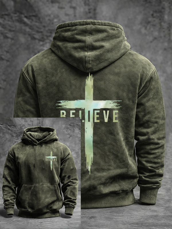Believe Jesus God Christian Washed Hoodie