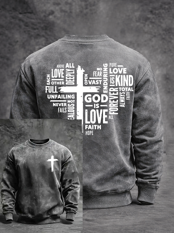 God is Love Jesus God Christian Washed Sweatshirt