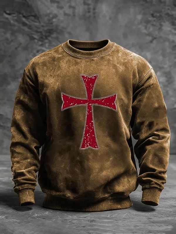 Knights Templar Crusader Cross Jesus God Christian Washed Sweatshirt