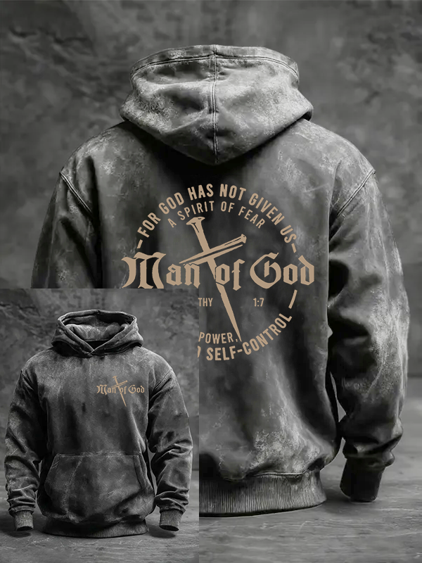 Man of God Jesus God Christian Washed Hoodie