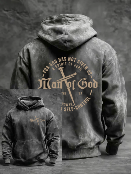 Man of God Jesus God Christian Washed Hoodie