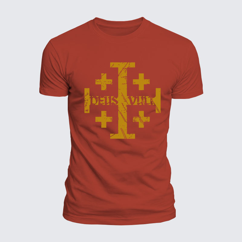 Luxe Mercerized Cotton Tee - Deus Vult + Jerusalem Cross
