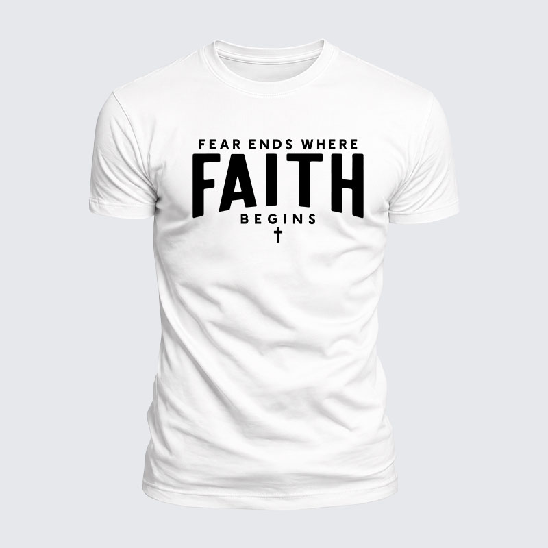 Luxe Mercerized Cotton Tee - Fear Ends Where Faith Begins