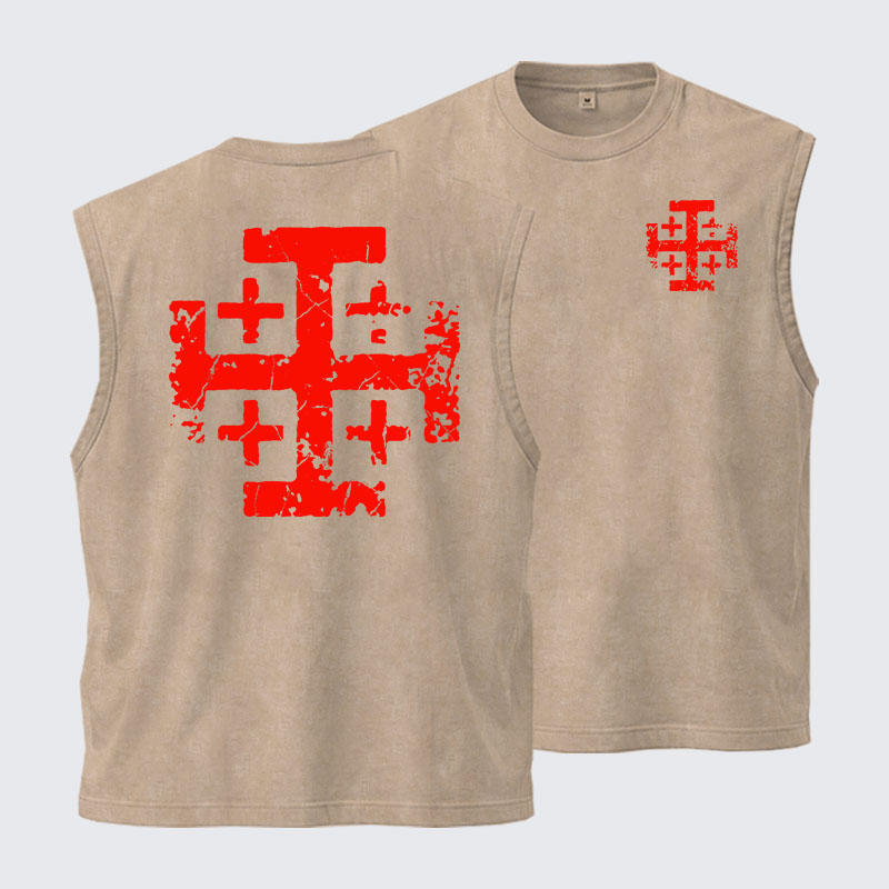 Washed Tank Top - Knights Templar Jerusalem Cross