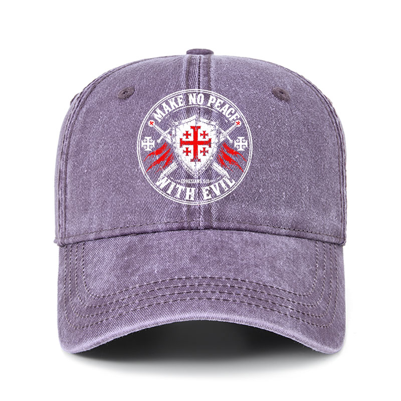 Heritage Washed Cap - Make No Peace with Evil Knight Templar Jerusalem Cross