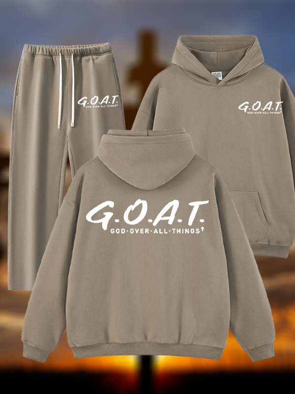 God Over All Things Jesus God Christian Plush Fleece-Lined Hoodie Set