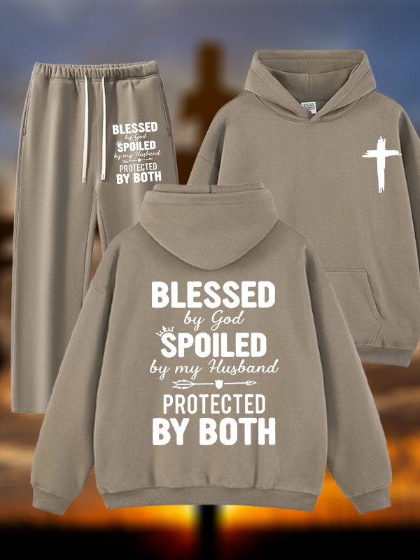 God Bless Jesus God Christian Plush Fleece-Lined Hoodie Set