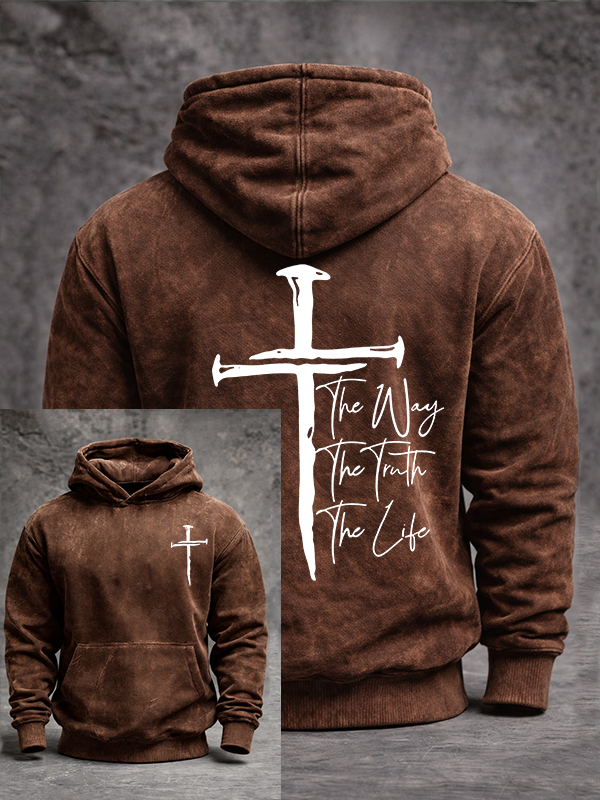 Jesus The Way The Truth The Life Jesus God Christian Washed Hoodie