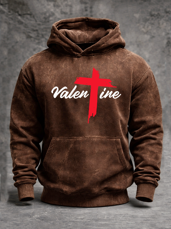 Valentine Jesus God Christian Washed Hoodie
