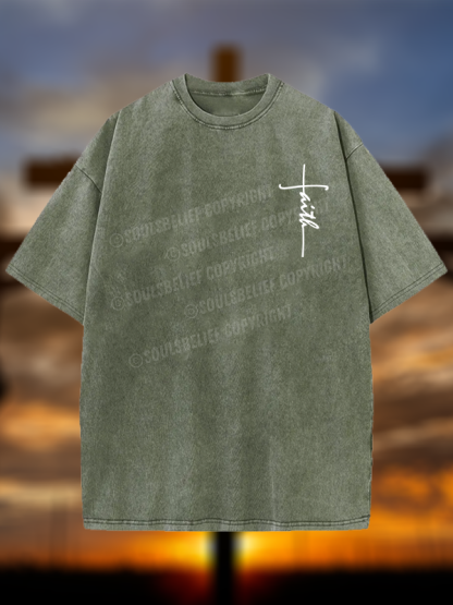 Faith Jesus God Christian Washed T-Shirt