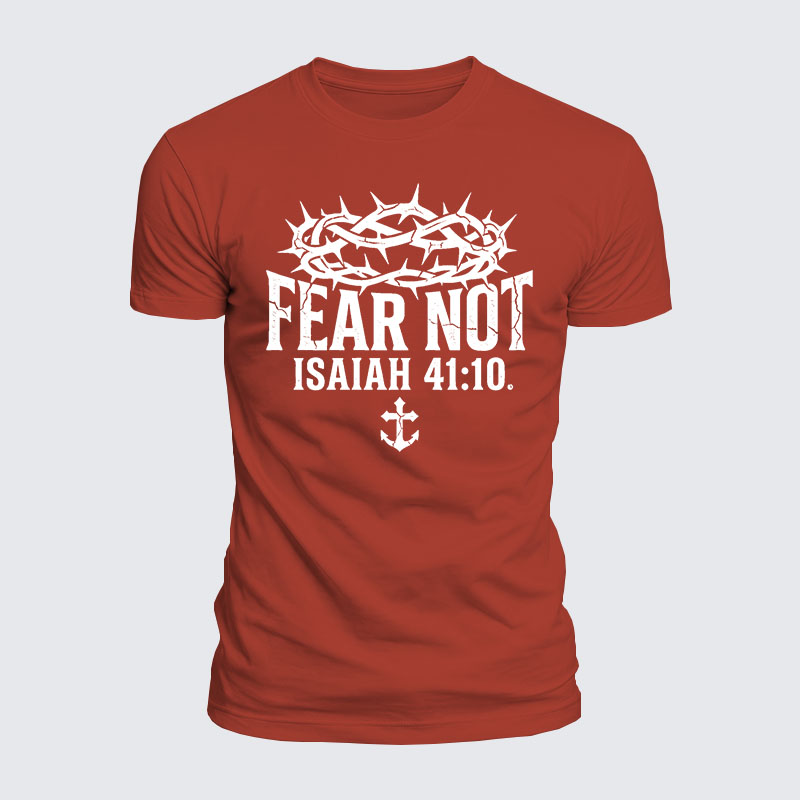Fear Not Isaiah 41:10 Jesus God Christian  – Luxe Mercerized Interlock Cotton Tee