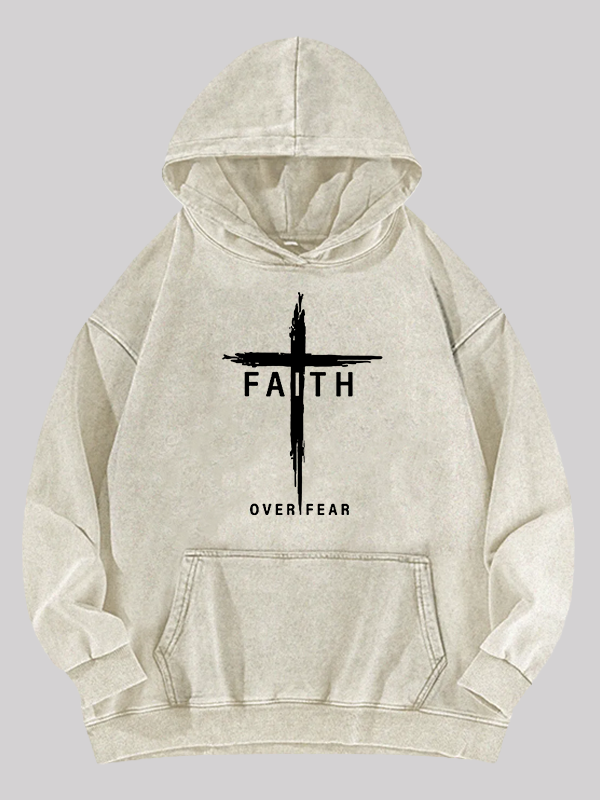 Faith Over Fear Cross Washed Hoodie