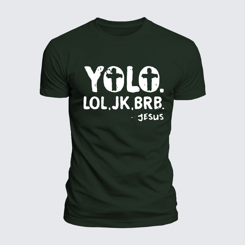 Luxe Mercerized Cotton Tee -  Yolo Jk Brb Jesus