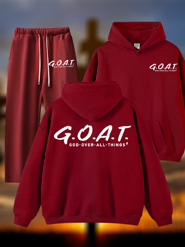 God Over All Things Jesus God Christian Plush Fleece-Lined Hoodie Set