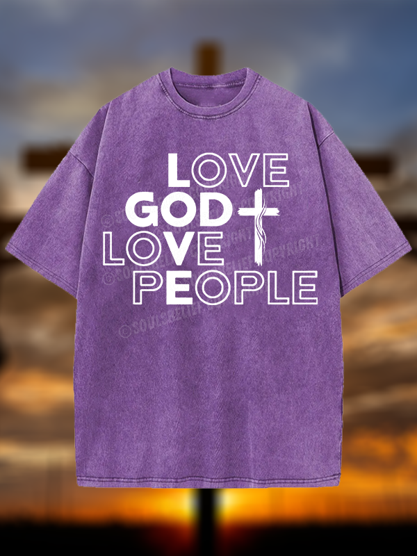 Love God Love People Christian Washed T-Shirt