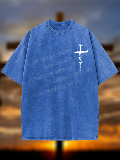 Cross Jesus God Christian Washed T-Shirt