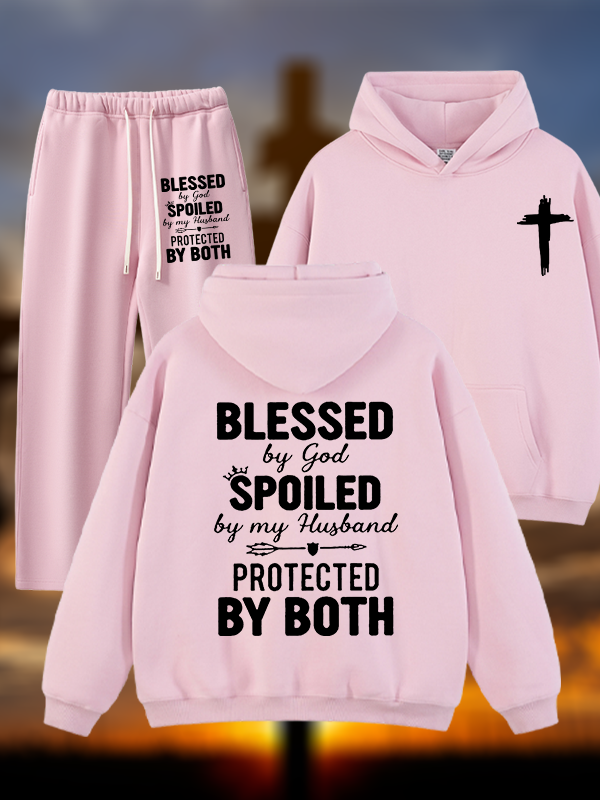 God Bless Jesus God Christian Plush Fleece-Lined Hoodie Set