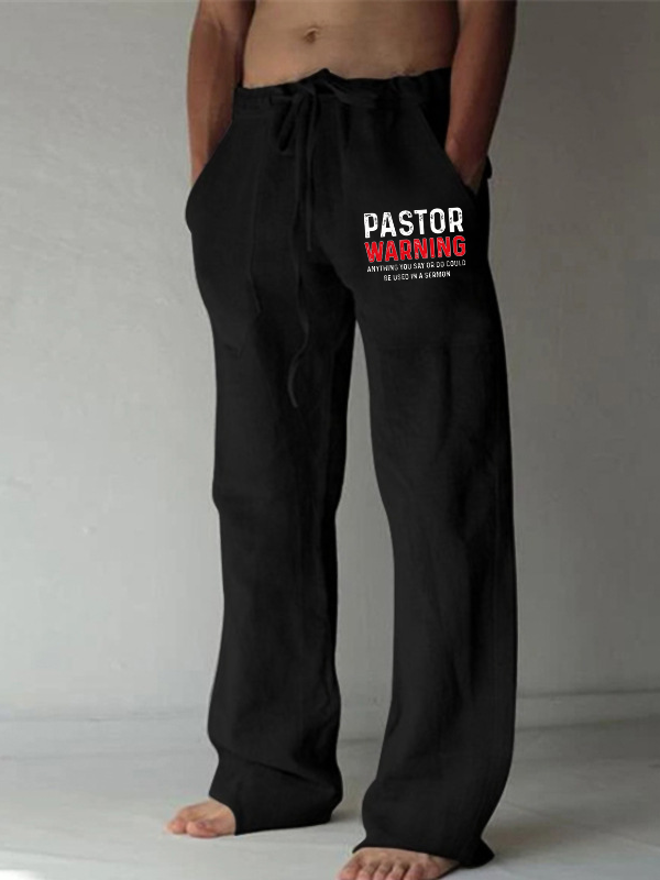 Pastor Warning Anything You Say or Do Could Be Used in a Sermon Christian Beach Pants