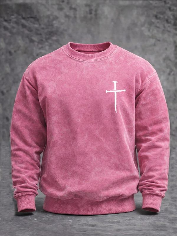 Faith Cross Jesus God Christian Washed Sweatshirt