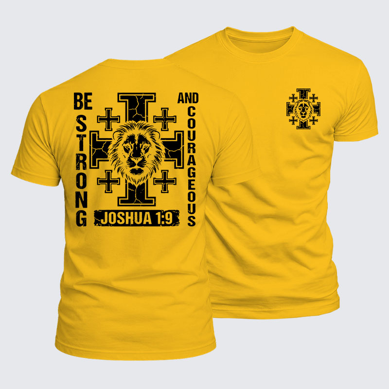 Luxe Mercerized Cotton Tee - Be Strong And Courageous Lion Joshua 1:9