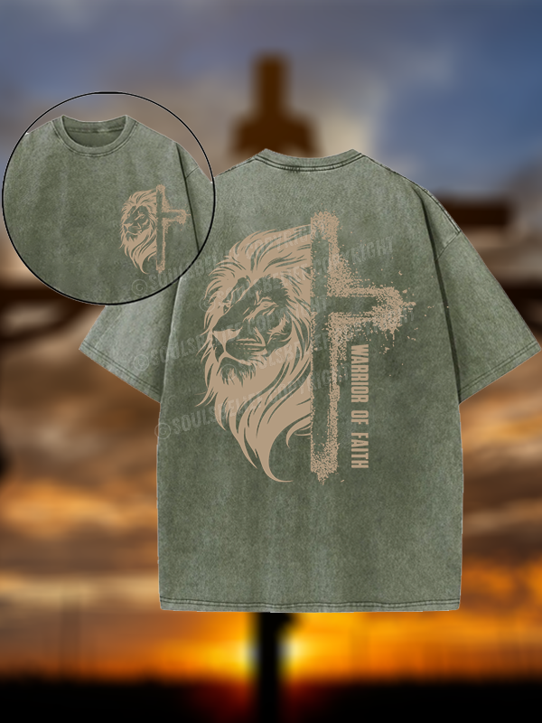 Warrior of Faith Christian Washed T-Shirt