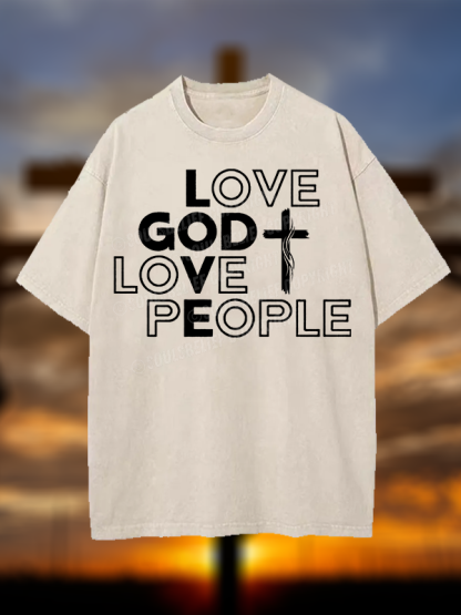 Love God Love People Christian Washed T-Shirt