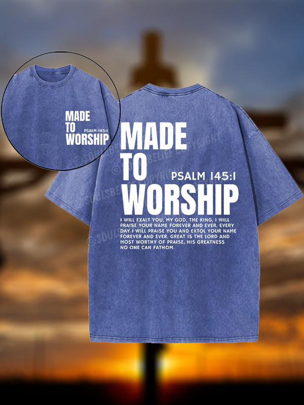 Made To Worship Jesus God Christian Washed T-Shirt