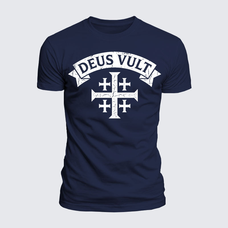 Deus Vult Jesus God Christian  – Luxe Mercerized Interlock Cotton Tee