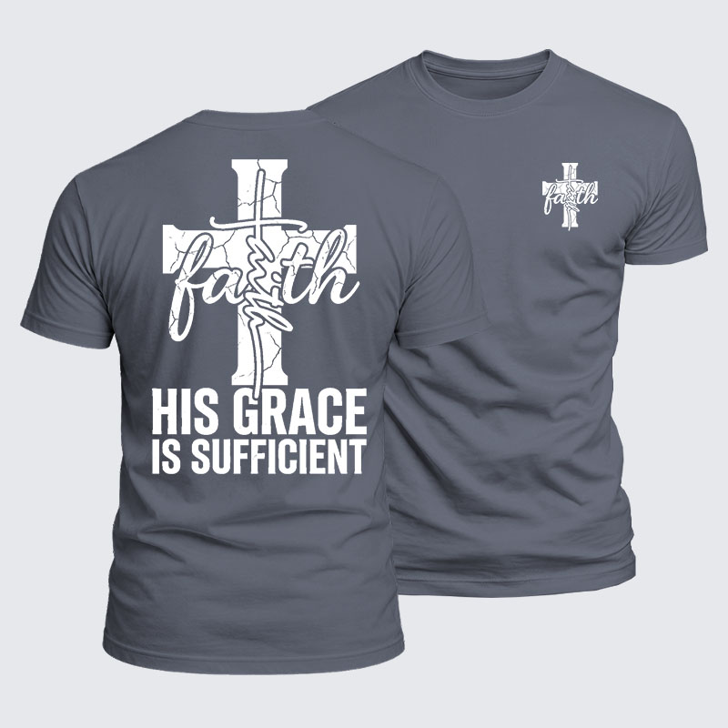 His Grace Is Sufficient Jesus God Christian  – Luxe Mercerized Interlock Cotton Tee