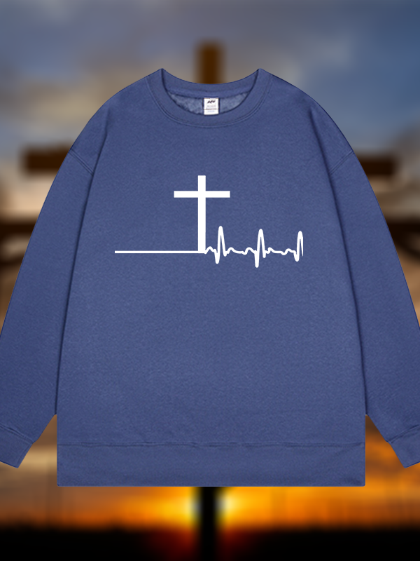 ECG Cross Jesus God Christian Sweatshirt