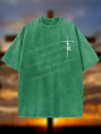 Faith Jesus God Christian Washed T-Shirt