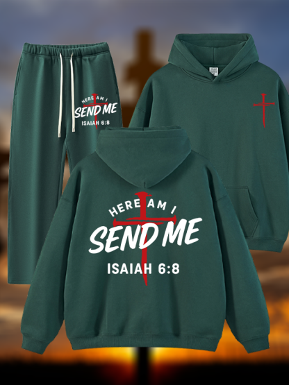 [Copy]Cross Crown Jesus God Christian Plush Fleece-Lined Hoodie Set