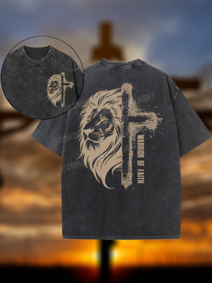 Warrior of Faith Christian Washed T-Shirt
