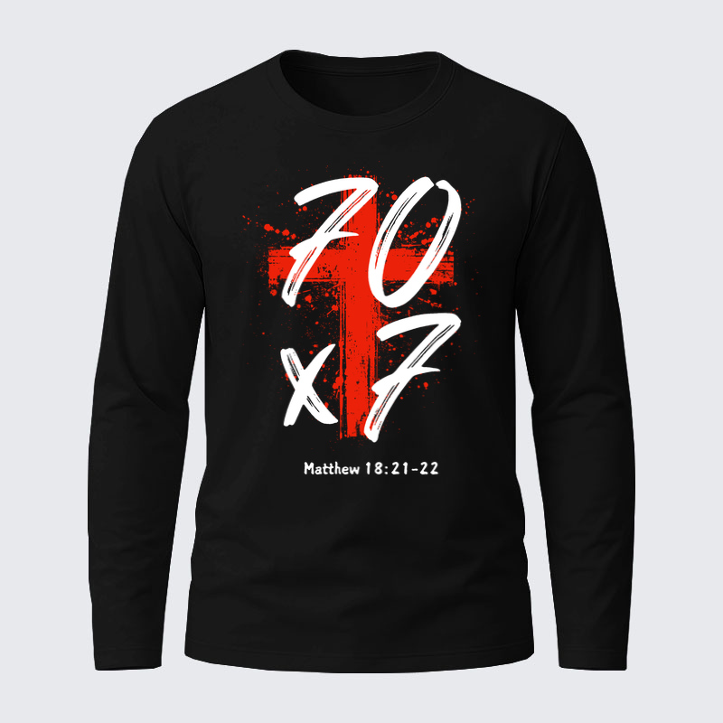 Matthew 18:21-22 Jesus God Christian Cotton Long Sleeve T-Shirt