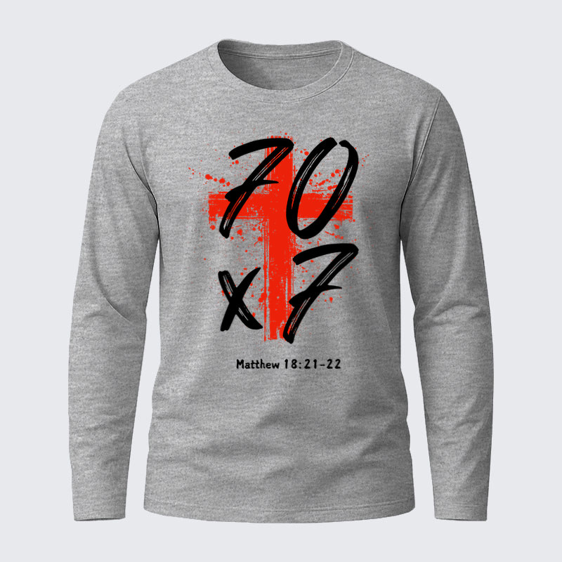 Matthew 18:21-22 Jesus God Christian Cotton Long Sleeve T-Shirt