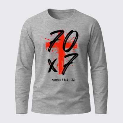 Matthew 18:21-22 Jesus God Christian Cotton Long Sleeve T-Shirt