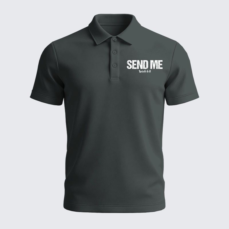Men’s Premium Cotton Polo Shirt - Isaiah 6:8 - SEND ME