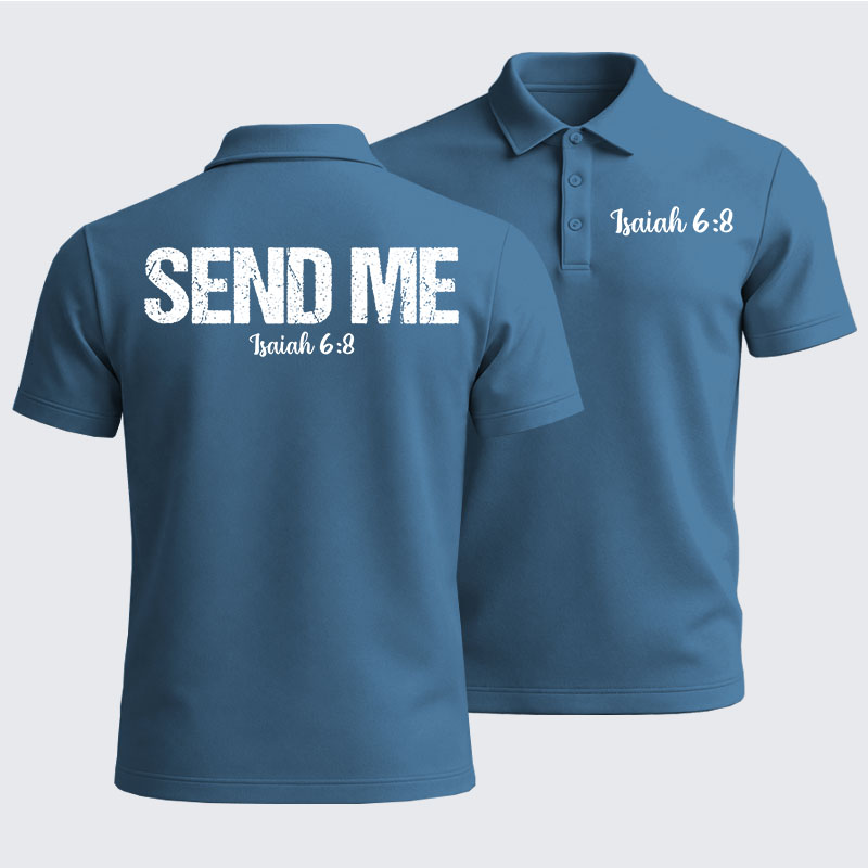Men’s Premium Cotton Polo Shirt - Isaiah 6:8 - SEND ME