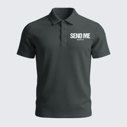 Men’s Premium Cotton Polo Shirt - Isaiah 6:8 - SEND ME