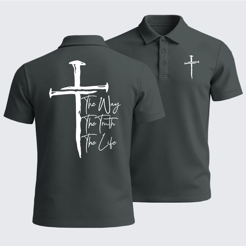 Men’s Premium Cotton Polo Shirt - Jesus The Way The Truth The Life