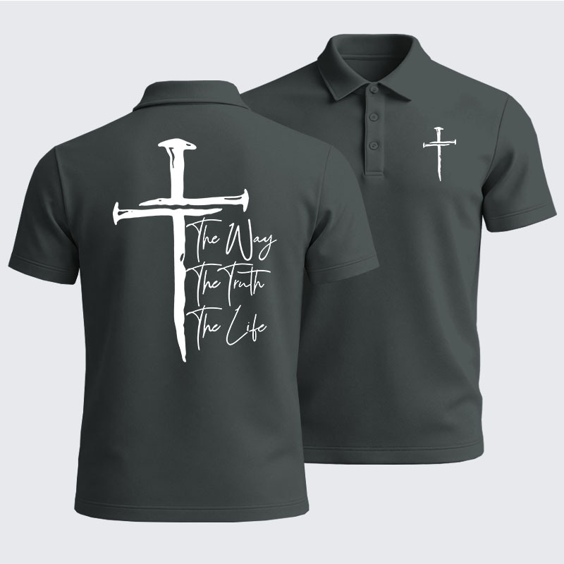 Men’s Premium Cotton Polo Shirt - Jesus The Way The Truth The Life