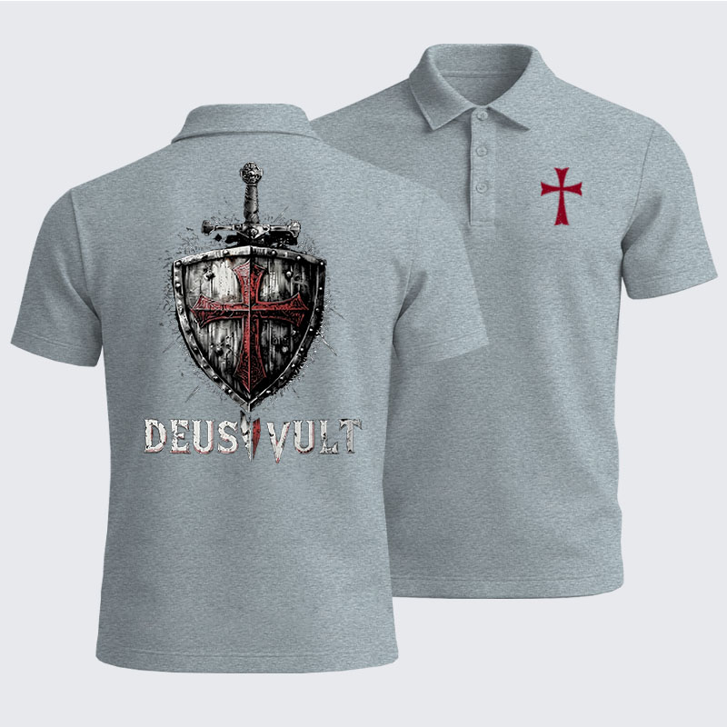 [Copy]Men’s Premium Cotton Polo Shirt - Knights Templar Crusader Cross Faith
