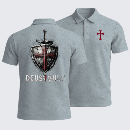 [Copy]Men’s Premium Cotton Polo Shirt - Knights Templar Crusader Cross Faith