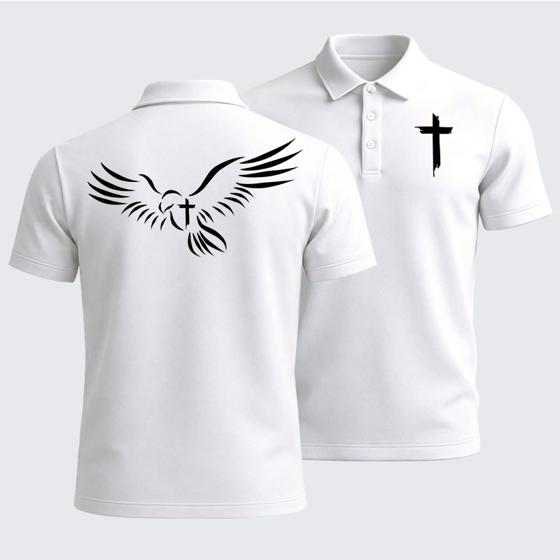 Men’s Premium Cotton Polo Shirt - Wings Like Eagles