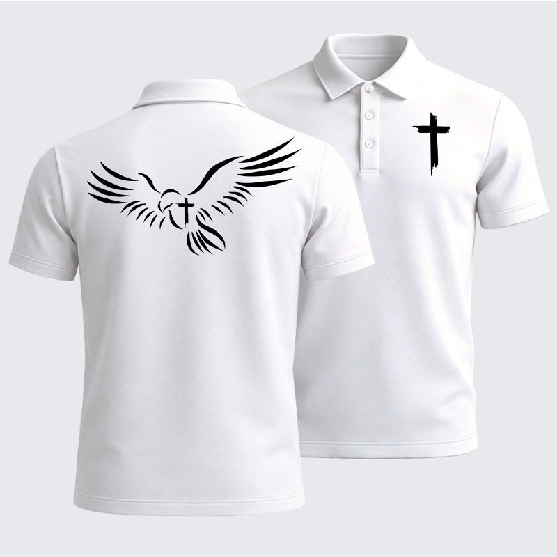 Men’s Premium Cotton Polo Shirt - Wings Like Eagles