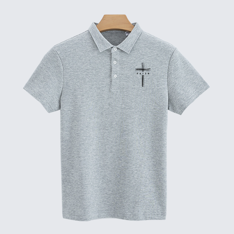 Faith Cross Christian Cotton Short Sleeve Polo Shirt